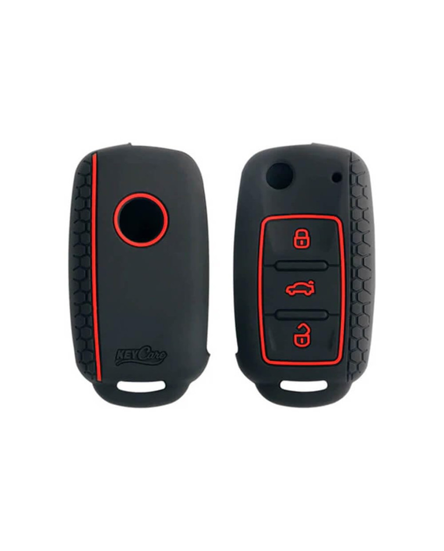 Keycare Silicon key cover fit for Polo, Vento, Jetta, Ameo 3b flip key | KC13 | Black